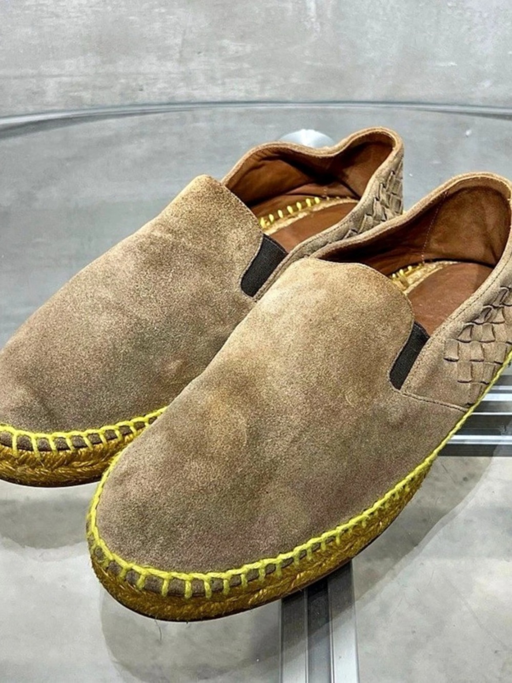 Bottega Veneta Brown & Yellow Espadrille Slip-On Shoes